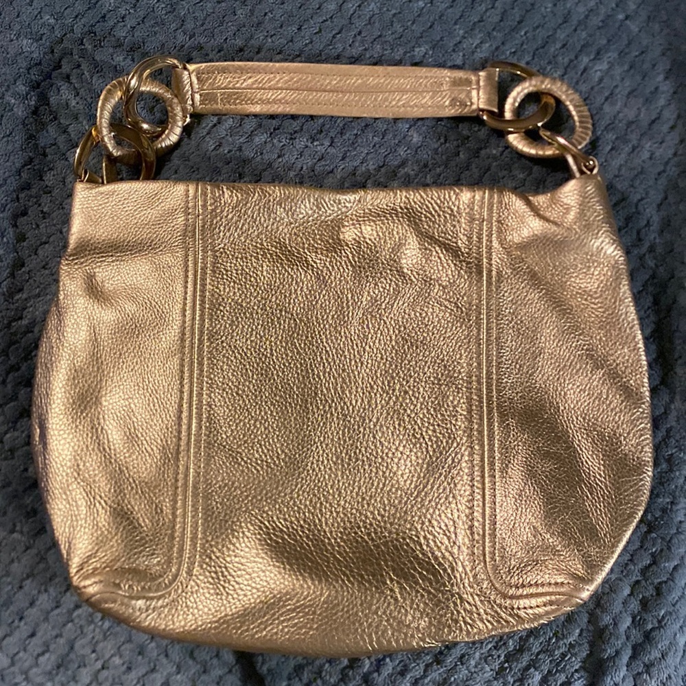 Michael Kors gold leather hobo bag